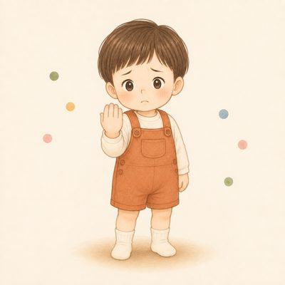 逆さバイバイのイラスト